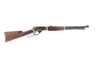 Henry 45-70 lever action rifle features a brass receiver